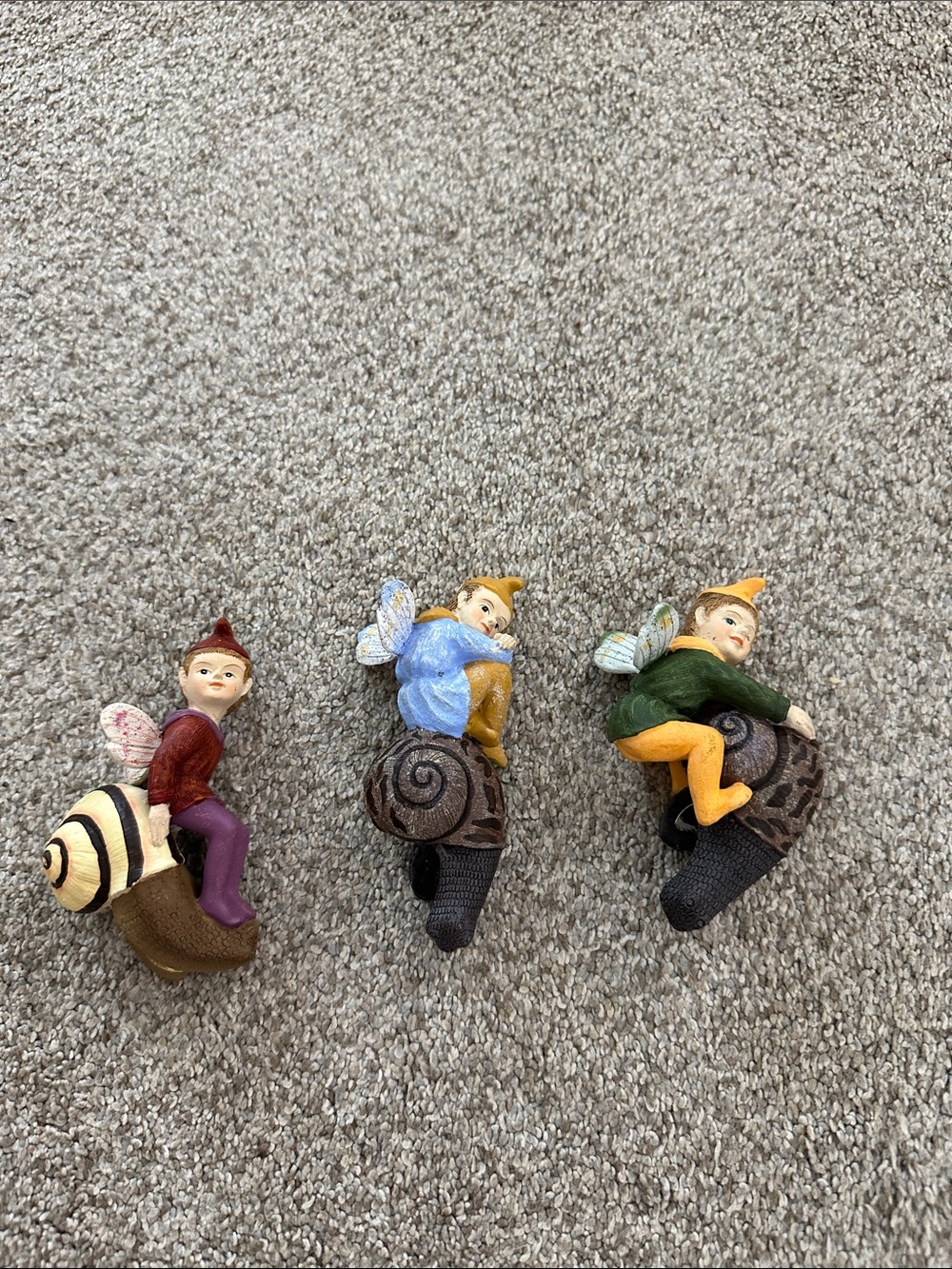 Vintage Set of 3 Whimsical Fairy- Land & Sea flower pot hanger figures